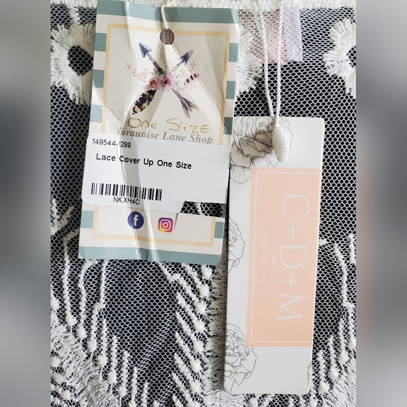 C+D+M White Lace Floral Beach Coverup Size Large Boho NWT - Picture 7 of 11